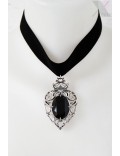 Velvet Choker with Silver-Plated Swarovski Pendant 