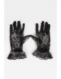 Black Lace Ruffled Gloves A1178