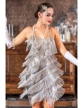 Shiny Silvery Fringed Dress XC587