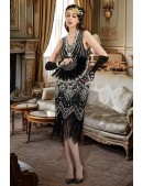 Gatsby Girl Costume (dress, gloves, headband, necklace, cigarette holder) (611047) - материал, 6