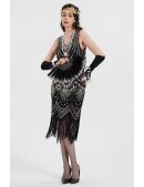 Gatsby Girl Costume (dress, gloves, headband, necklace, cigarette holder) (611047) - 3, 8