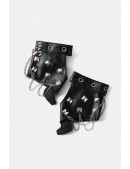 Women's Faux Leather Fingerless Gloves with Chains and Studs C1186 (601186) - foto