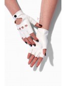 White Faux Leather Fingerless Gloves X208 (601208) - оригинальная одежда, 2