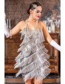 Shiny Silvery Fringed Dress XC587 (105587) - foto