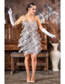 Shiny Silvery Fringed Dress XC587 (105587) - 4, 10