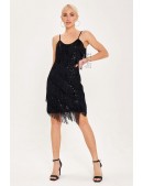 Black Glitter Dress with Fringe X5585 (105585) - 6, 14