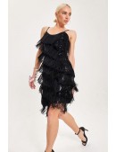 Black Glitter Dress with Fringe X5585 (105585) - 7, 16