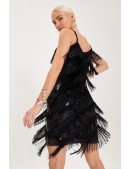 Black Glitter Dress with Fringe X5585 (105585) - оригинальная одежда, 2