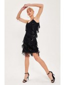 Black Glitter Dress with Fringe X5585 (105585) - 4, 10