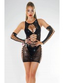 Sparkling Sexy Fishnet Dress and Gloves (127192) - 7, 16