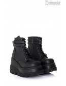 SHAKER PU Leather Black High Platform Boots (310042) - foto