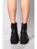 SHAKER PU Leather Black High Platform Boots (310042) - материал, 6