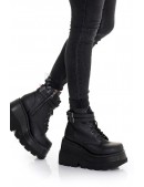 SHAKER PU Leather Black High Platform Boots (310042) - 6, 14