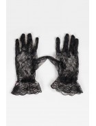 Black Lace Ruffled Gloves A1178