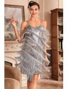 Shiny Silvery Fringed Dress XC587