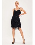 Black Glitter Dress with Fringe X5585