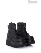 SHAKER PU Leather Black High Platform Boots