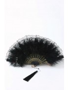 Gatsby 20's Lace Fan with Feathers