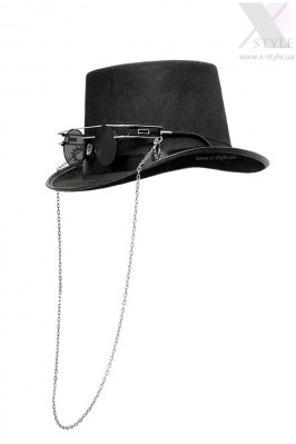 Men's Top Hat with Glasses and Chain