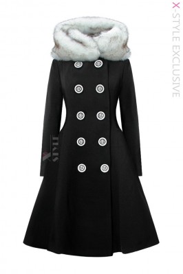 Vintage Women's Winter Wool Coat with Fur X093