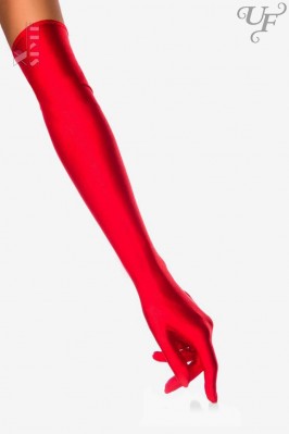 Long Red Satin Gloves UV202