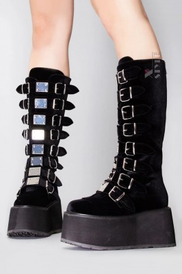 Demonia High Platform Velvet Boots