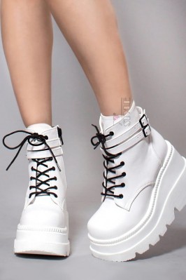 SHAKER White High Platform Boots 