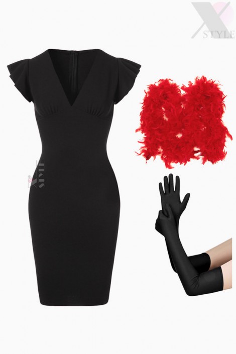 Miss Charleston Costume (Dress, Boa, Gloves) (118141)