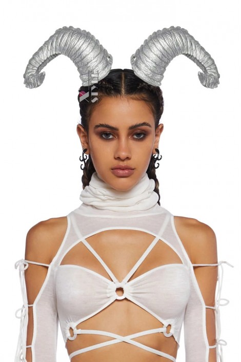 Cosplay Couture Silver Horns on a Hoop (5042192)