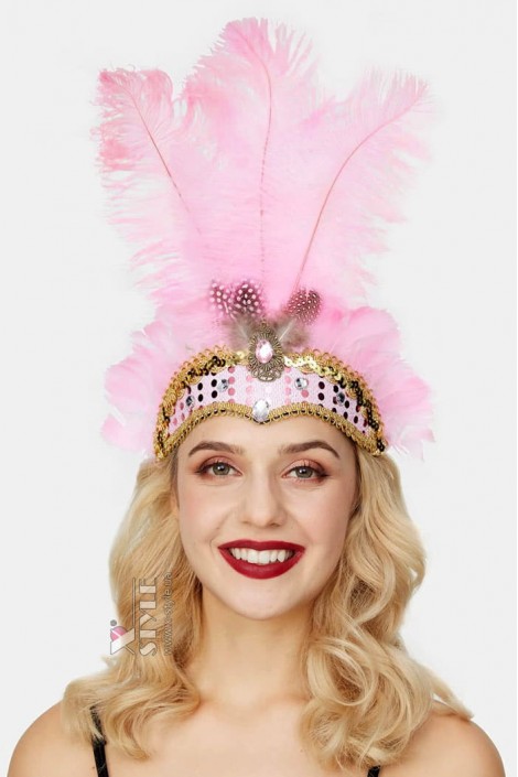 Gatsby Girl Feather Headband - Pink (5042501)