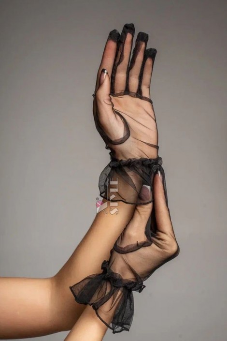 Transparent Black Tulle Gloves U1205 (601205)