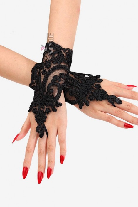 Cord Lace Flapper Fingerless Gloves (601206)