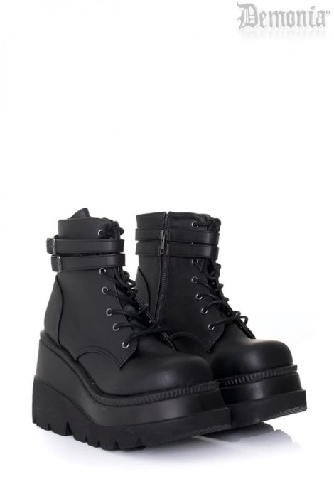 SHAKER PU Leather Black High Platform Boots (310042)