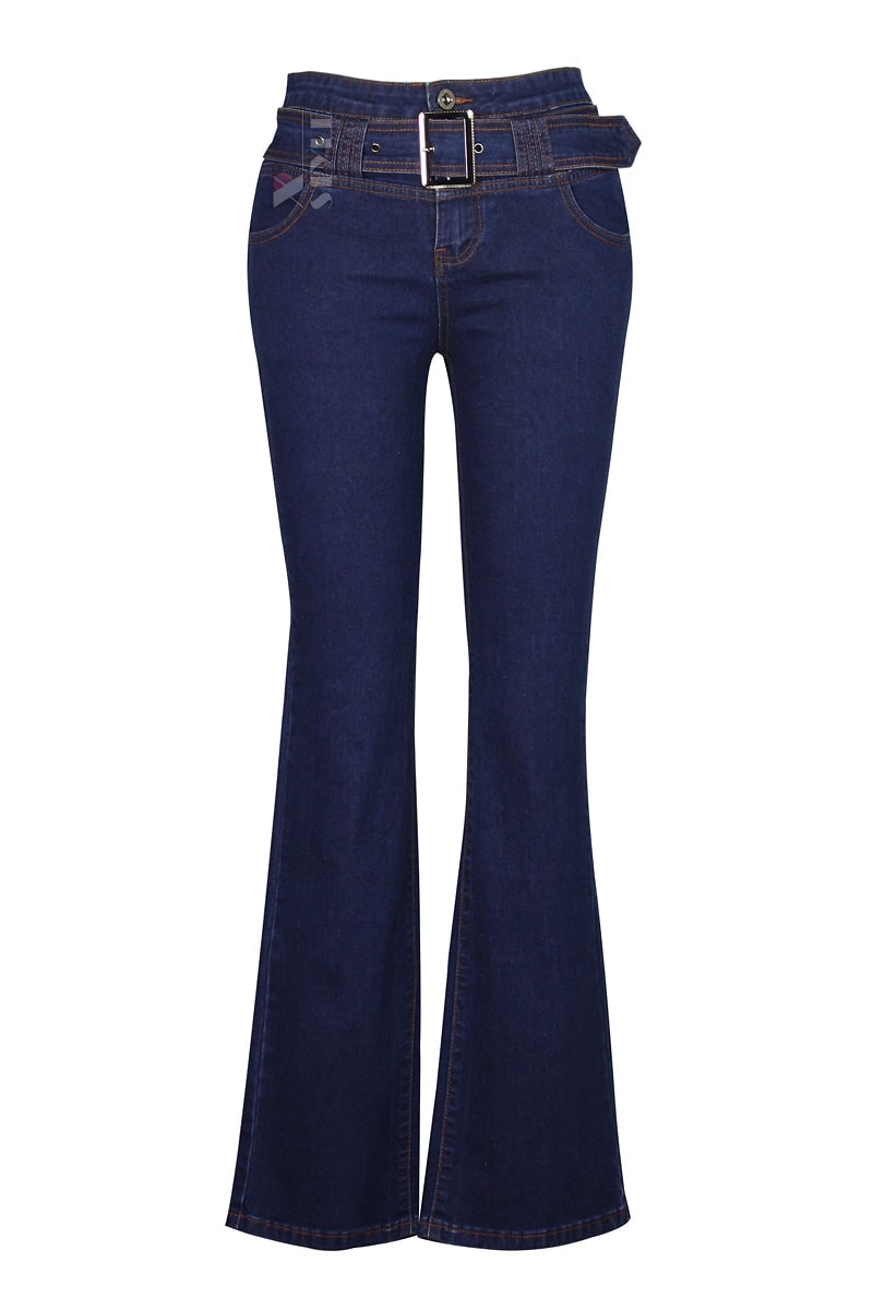 Women's Blue Flared Jeans with Belt X8117