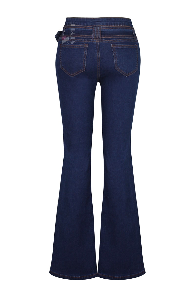 Women's Blue Flared Jeans with Belt X8117, 5