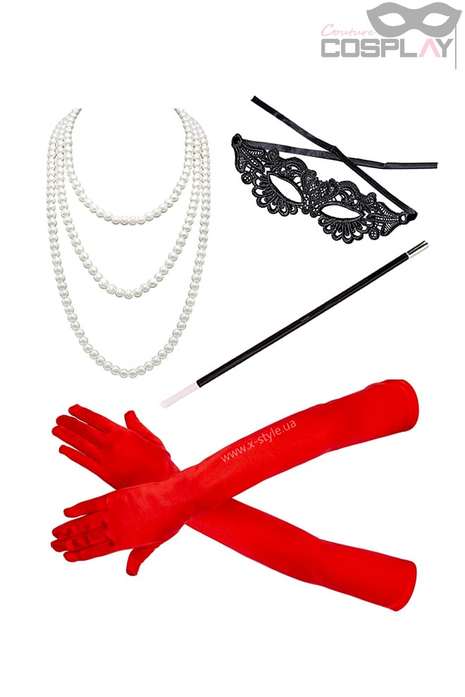 Cruella Accessories (gloves, mask, beads, cigarette holder)