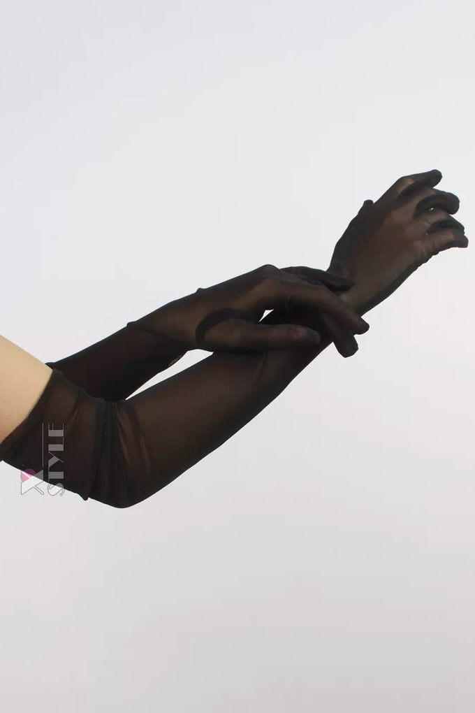 Long Transparent Micro Mesh Gloves, 5