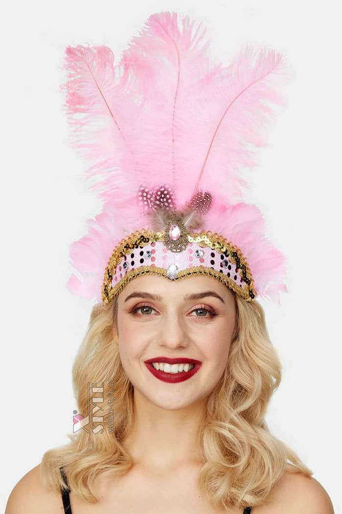 Gatsby Girl Feather Headband - Pink