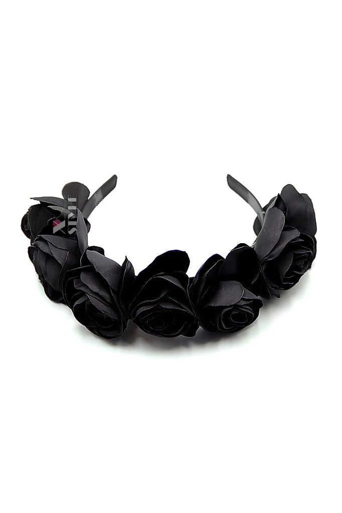 Black Rose Headband (Handmade), 5