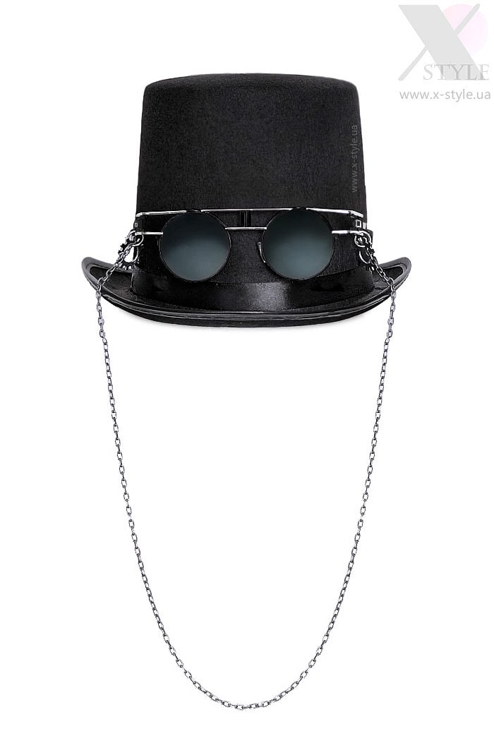 Men's Top Hat with Glasses and Chain, 3