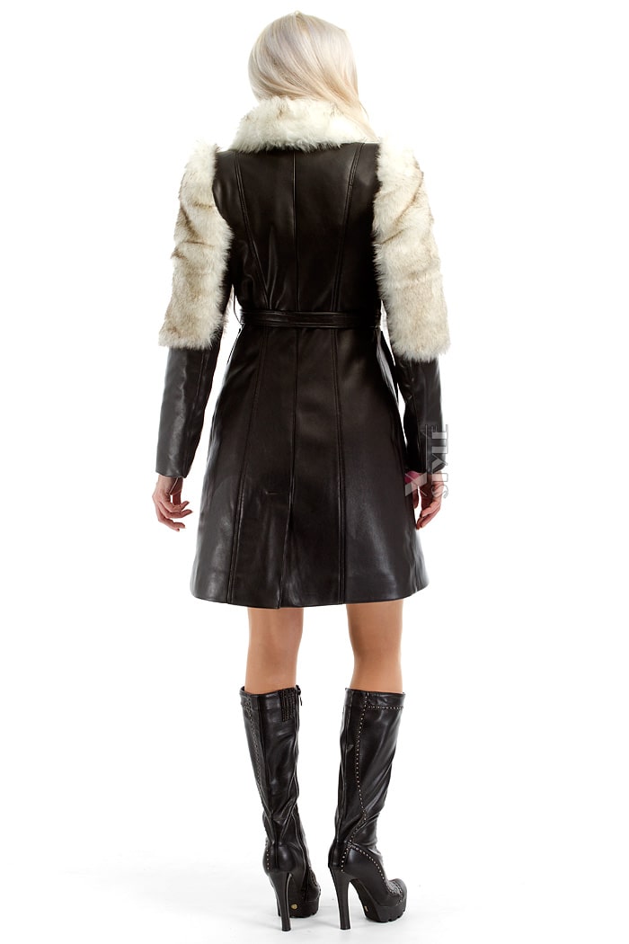 Winter Faux Leather Coat with Fur X5050, 3