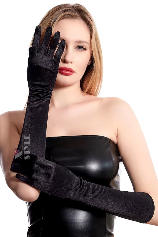 Artistic Silky Black Gloves