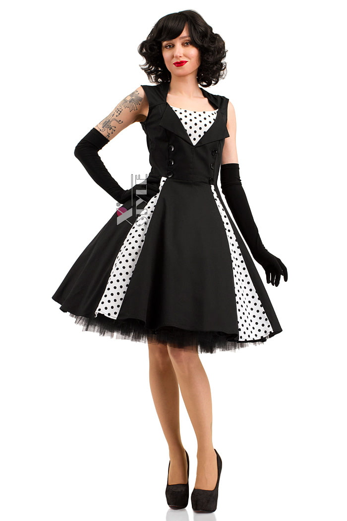 Xstyle Black and White Rockabilly Dress, 5