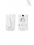 Белые кожаные перчатки без пальцев X208
