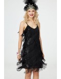 Сверкающее черное платье с бахромой Gatsby Girl