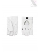 Белые кожаные перчатки без пальцев X208 (601208) - foto