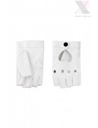 Белые кожаные перчатки без пальцев X208