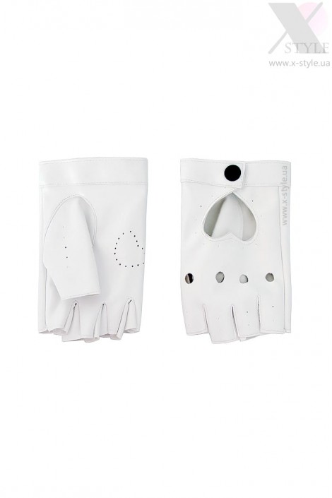 Белые кожаные перчатки без пальцев X208 (601208)