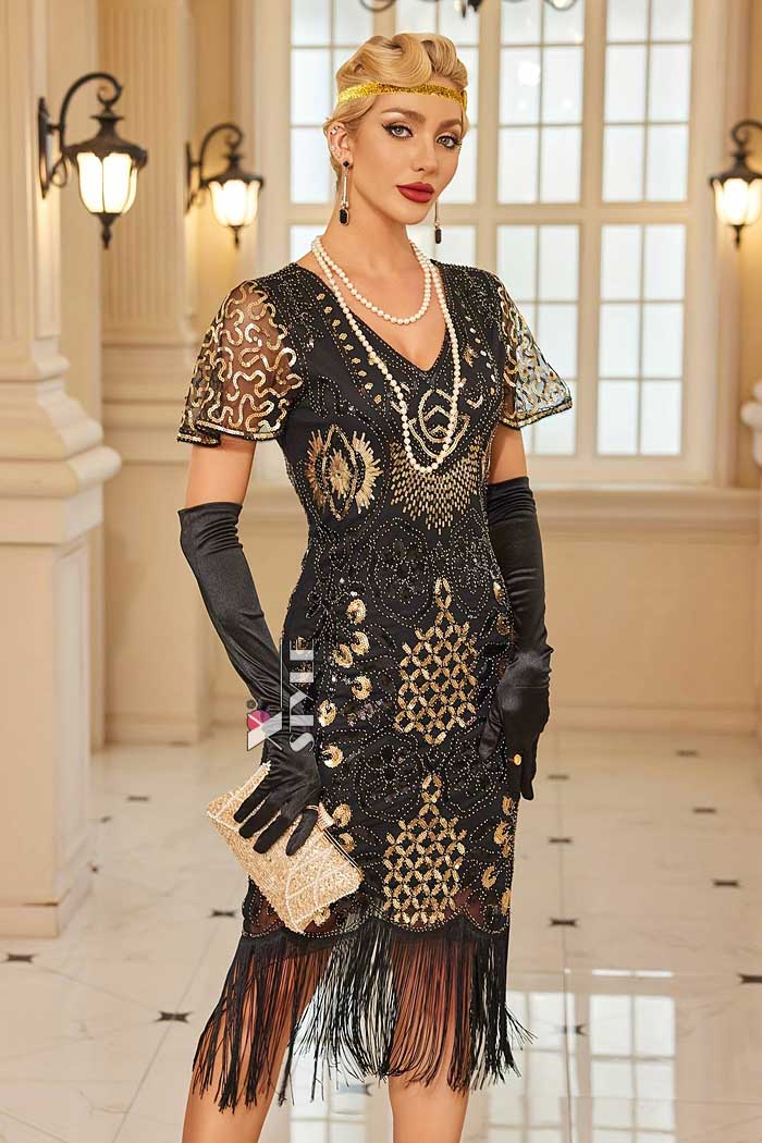 Элегантное платье Gatsby с рукавами-крылышками, 11