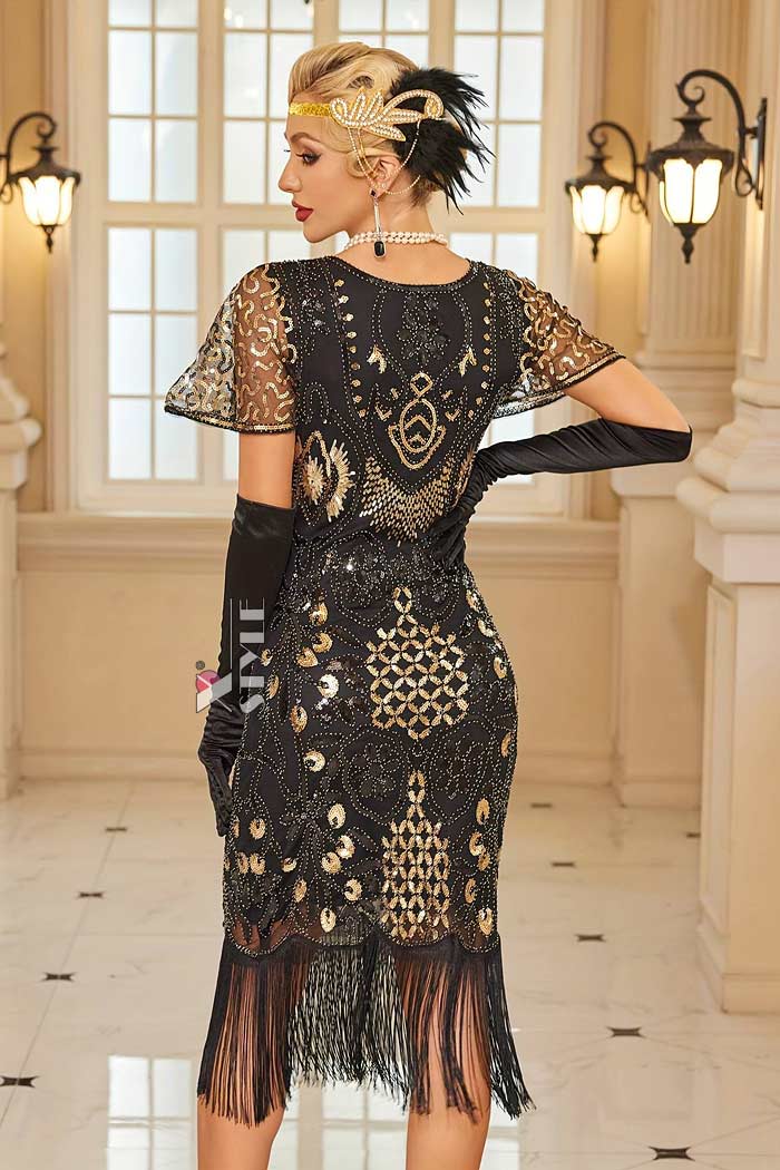 Элегантное платье Gatsby с рукавами-крылышками, 9
